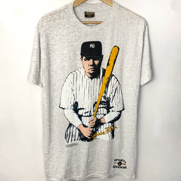 Vintage Other - Vintage 1991 Babe Ruth Men’s Heather Gray Single Stitch T Shirt Made In USA XL
